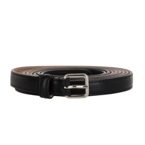 NWT Alexander McQueen Ecolux Buckle Thin Double Belt Black Leather
